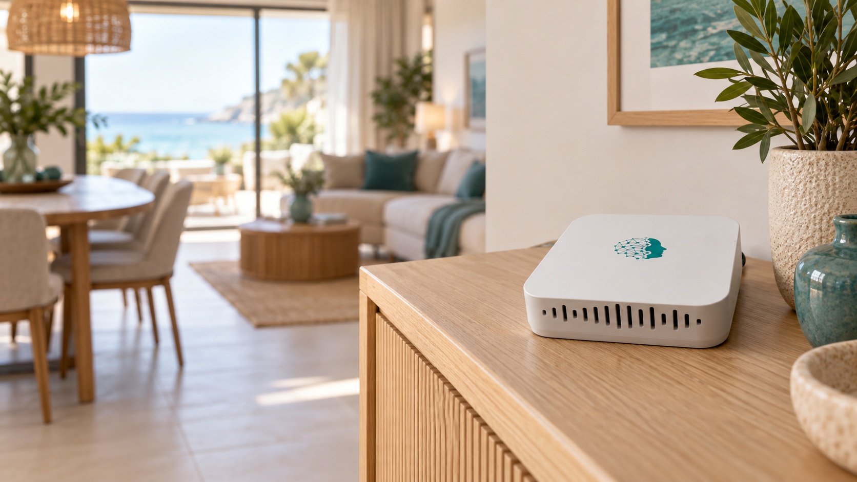 StayControl device positioned inside a furnished hospitality property.